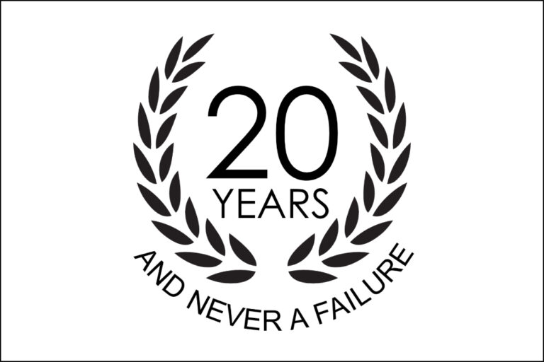 Wreath logo for 20 years and never a failure in black