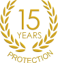 15 years protection wreath logo in gold